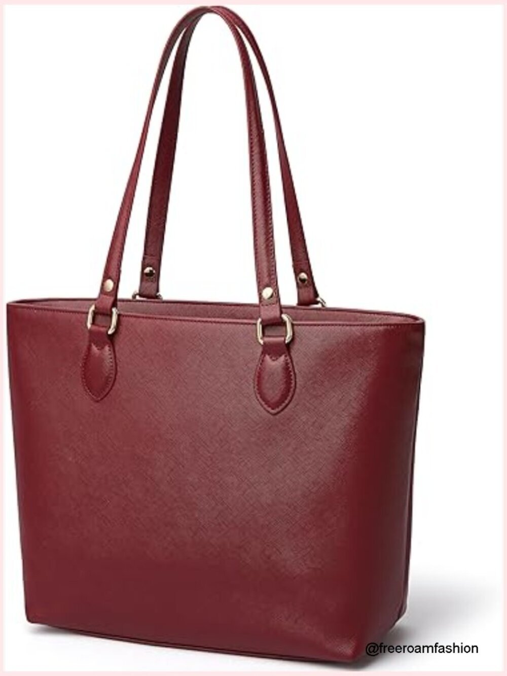 Large PU Leather Tote Bag with Zipper Closure and Multiple Pockets